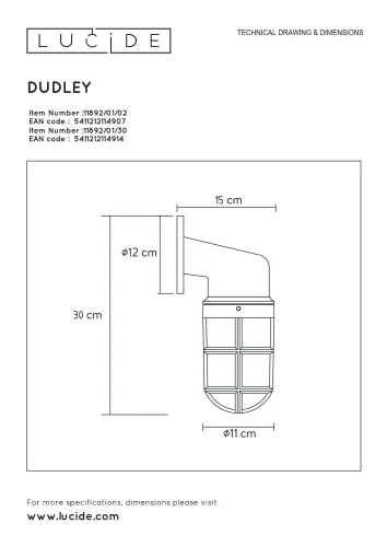 Настенный светильник Dudley 11892/01/02 Lucide уличный IP44 латунь матовый золото 1 лампа, плафон прозрачный в стиле современный винтаж E27 фото 5